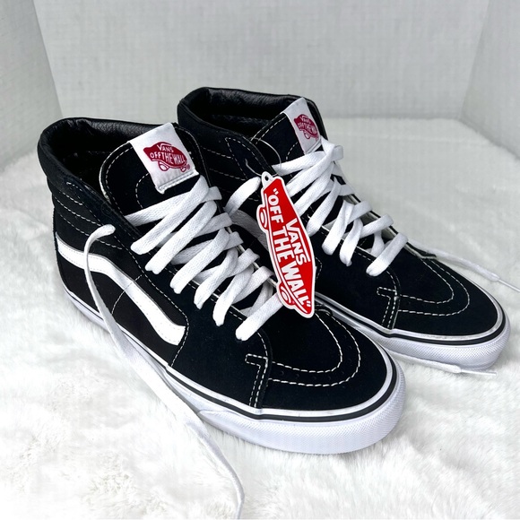 Vans Sk8-Hi High Top Canvas and Suede Sneakers Black and White  Size 6.5  NWT - Picture 6 of 14